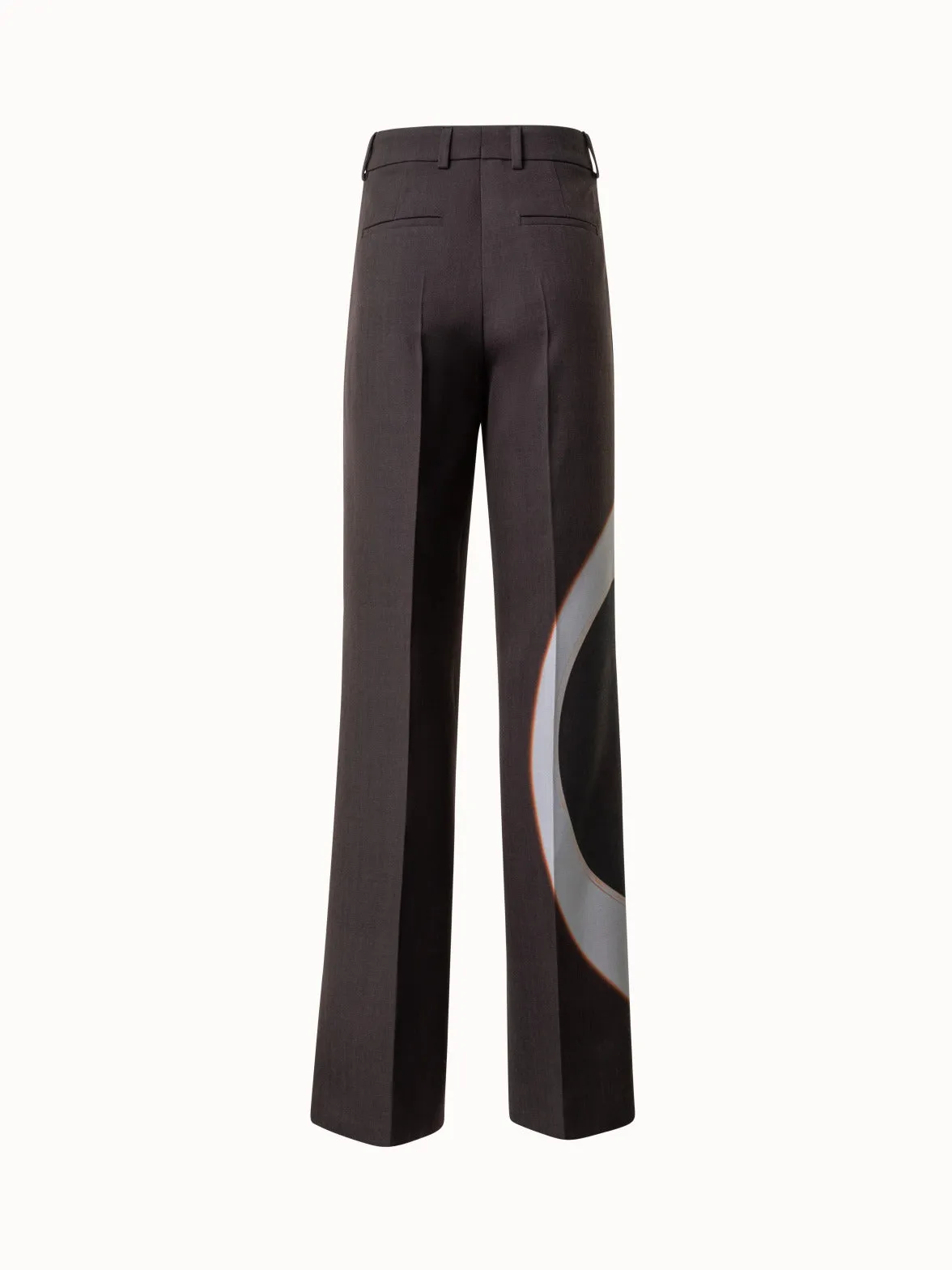 Wide Wool Double-Face Pants with Mocca Loop Print Akris