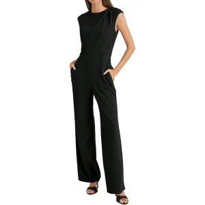 Womens Gathered Polyester Jumpsuit