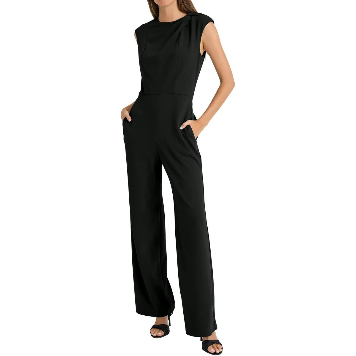 Womens Gathered Polyester Jumpsuit