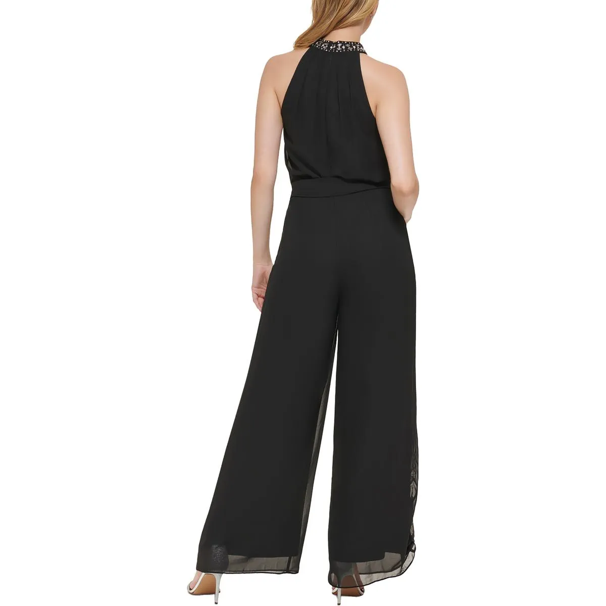 Womens Rhinestone Halter Jumpsuit