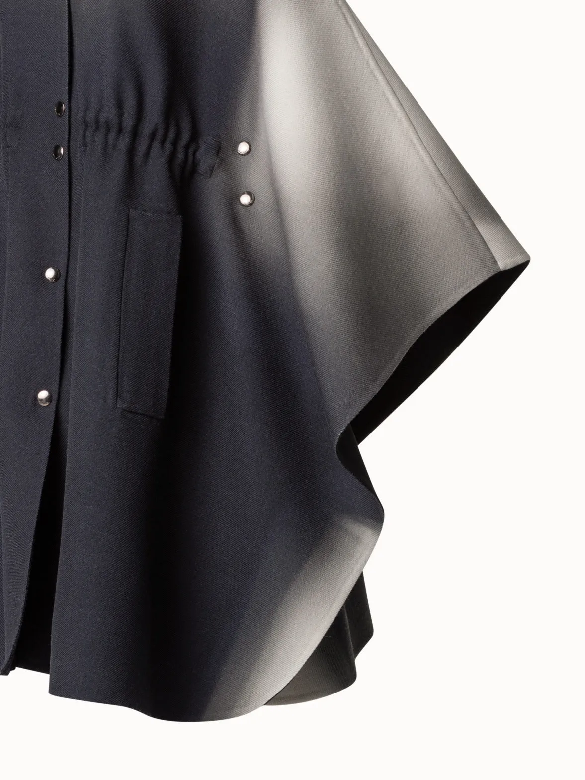 Wool Cape with Detachable Hood and Shadow Print Akris