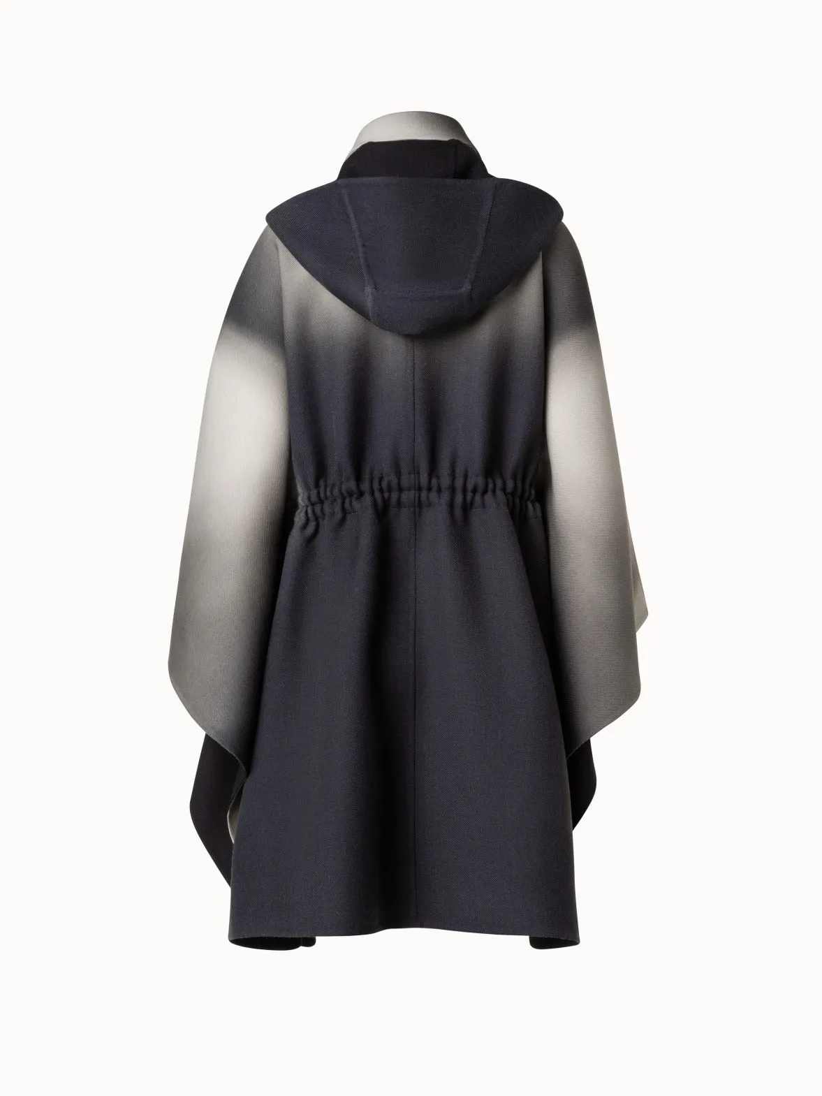 Wool Cape with Detachable Hood and Shadow Print Akris
