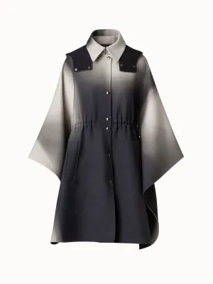 Wool Cape with Detachable Hood and Shadow Print Akris