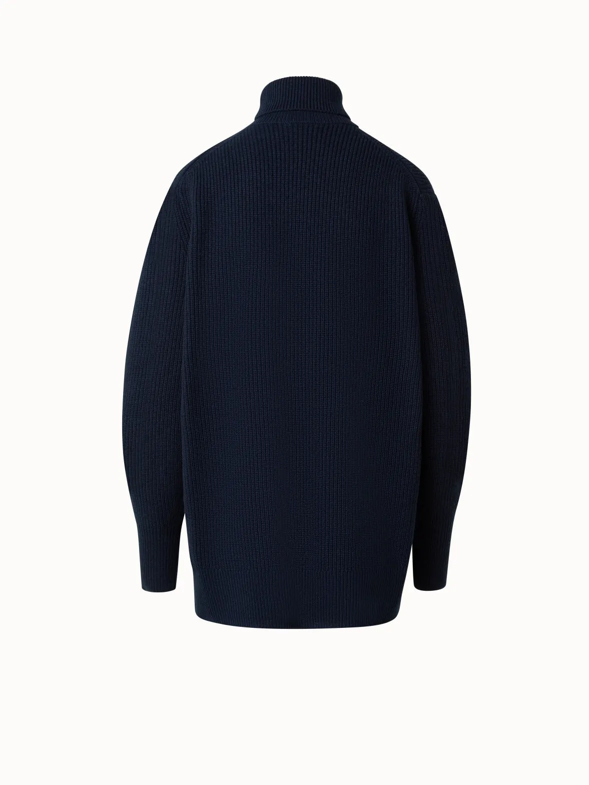 Wool Cashmere Blend Turtleneck Knit Sweater Akris
