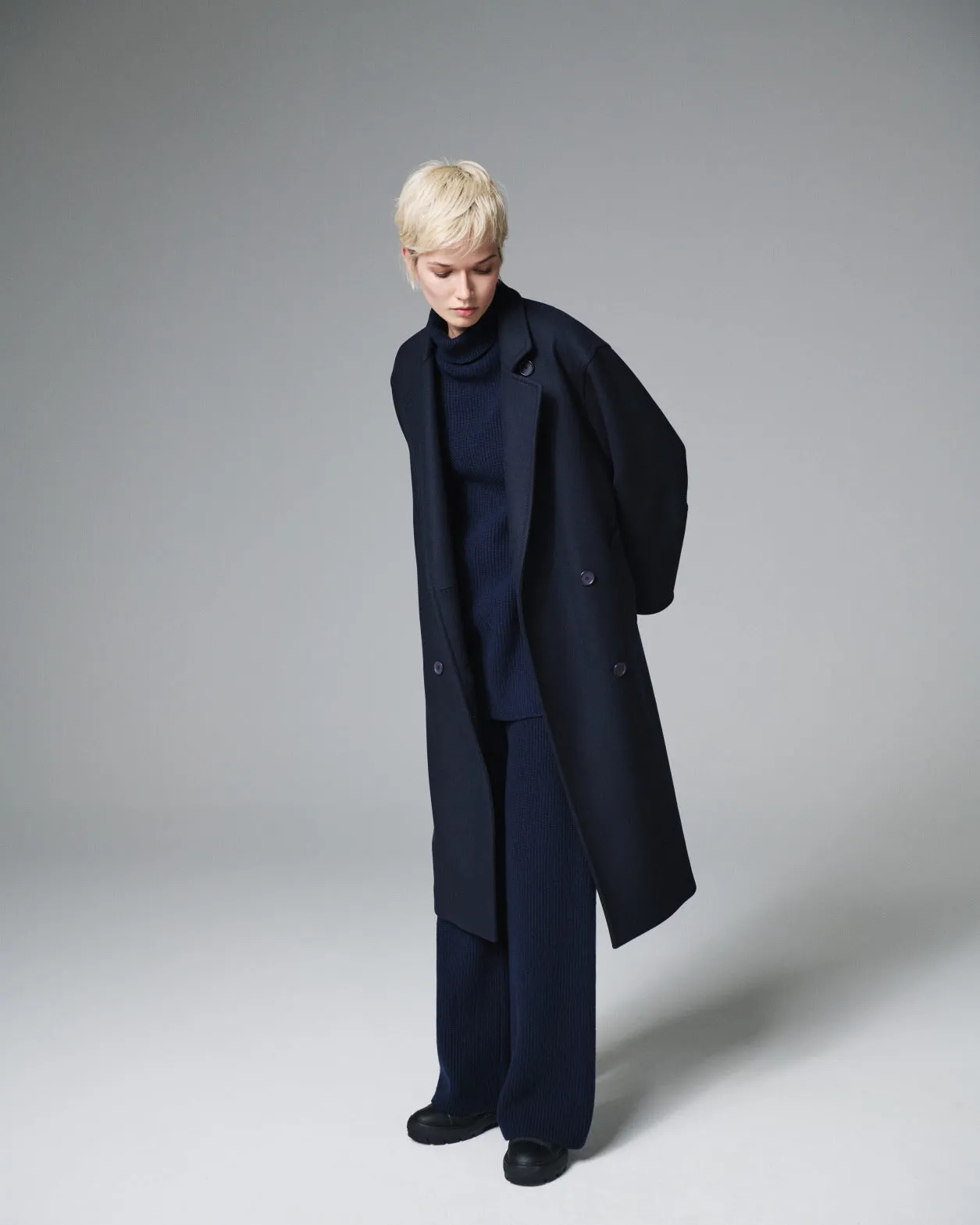 Wool Cashmere Blend Turtleneck Knit Sweater Akris