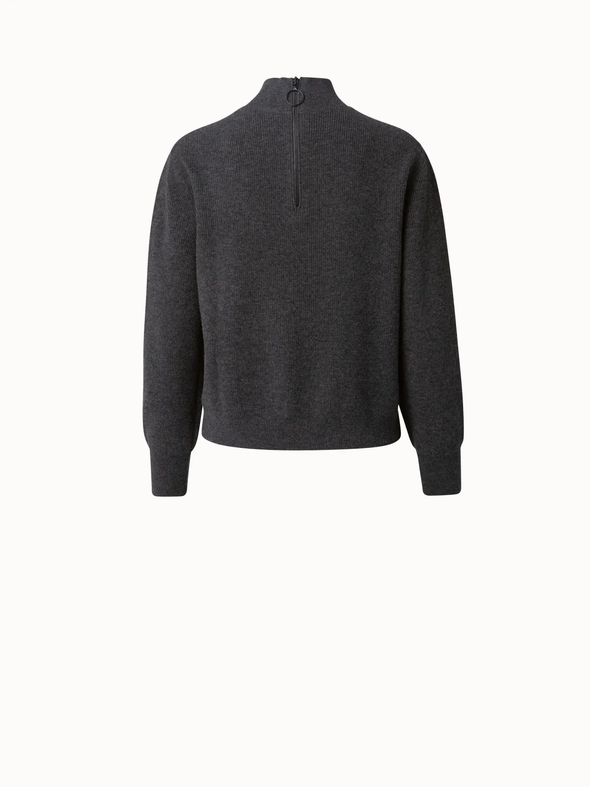 Wool Cashmere Ribbed Knit Pullover Akris