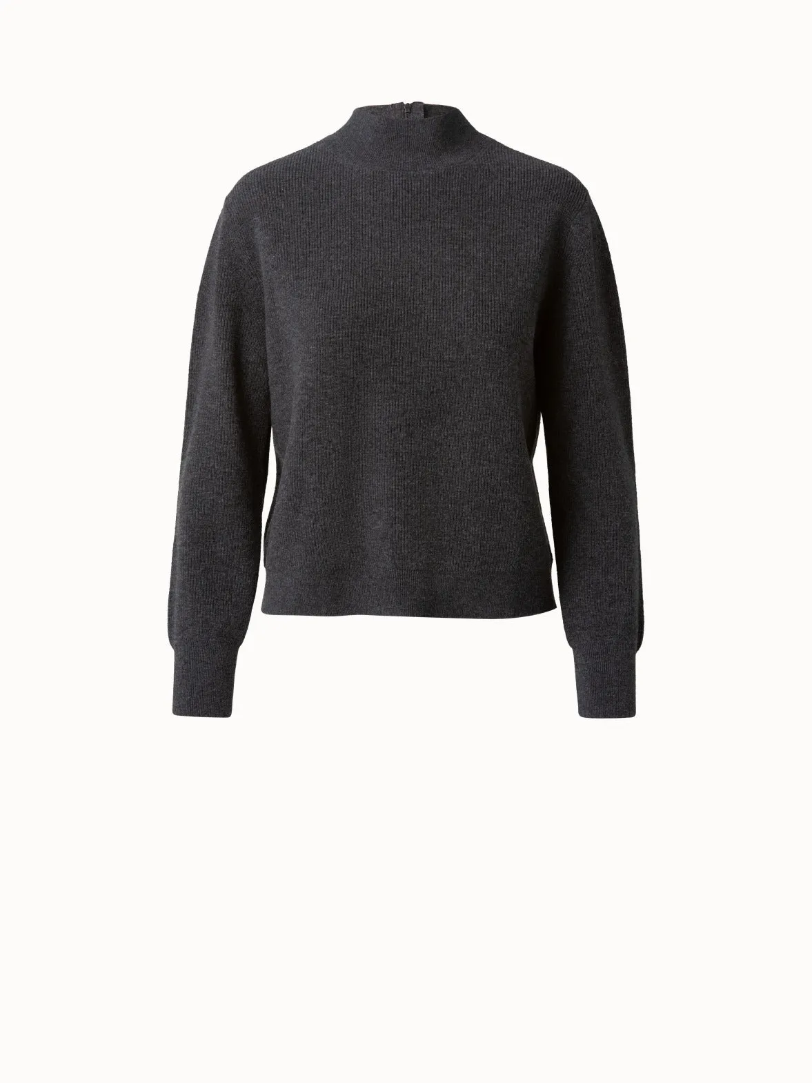 Wool Cashmere Ribbed Knit Pullover Akris
