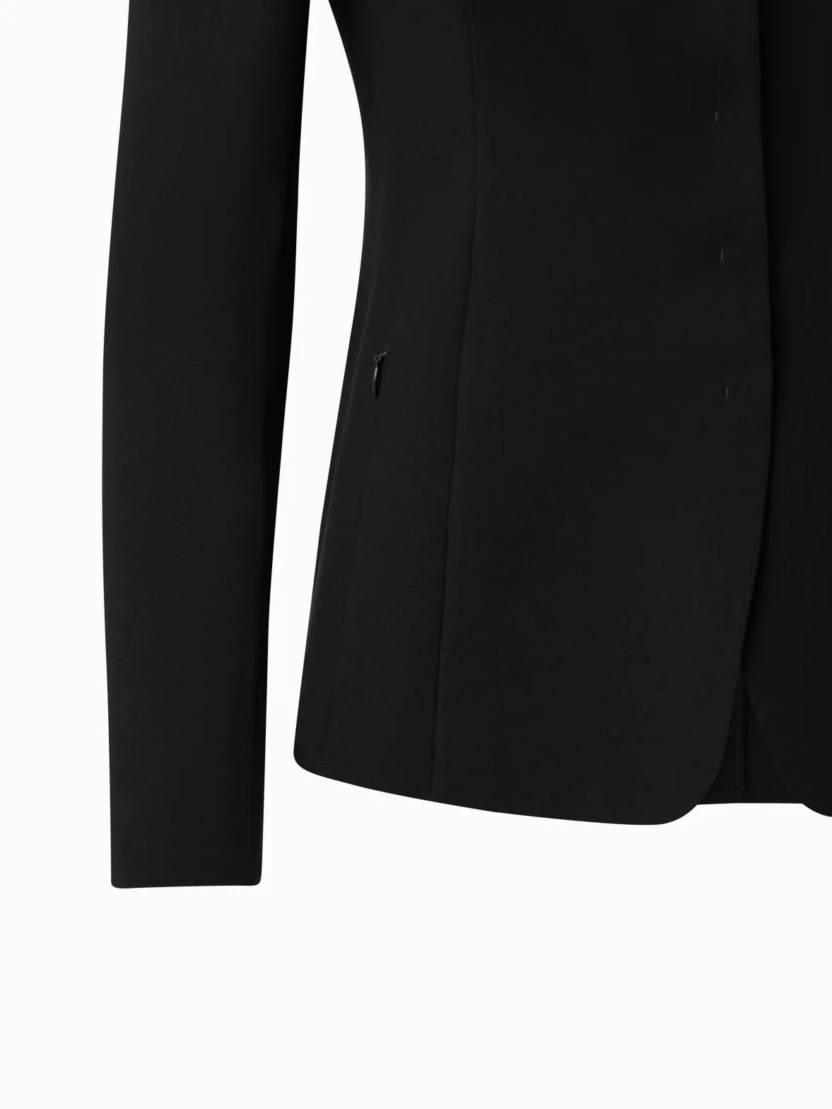 Wool Double-Face Blazer with Leather Collar Akris