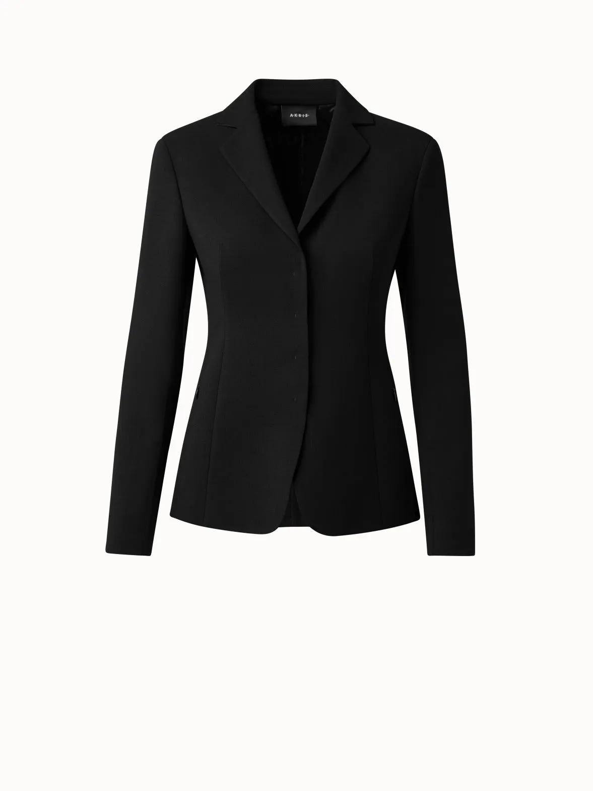 Wool Double-Face Blazer with Leather Collar Akris