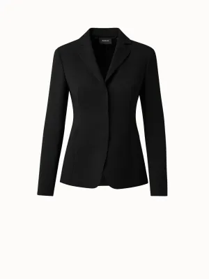 Wool Double-Face Blazer with Leather Collar Akris