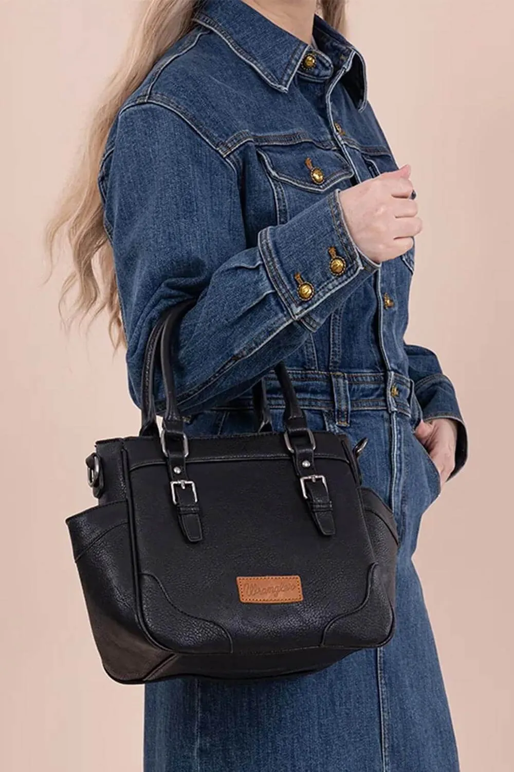 Wrangler Carry All Buckle Tote Crossbody for Women in Black | WG187-8318 BK