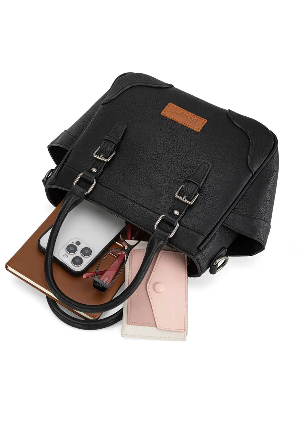 Wrangler Carry All Buckle Tote Crossbody for Women in Black | WG187-8318 BK