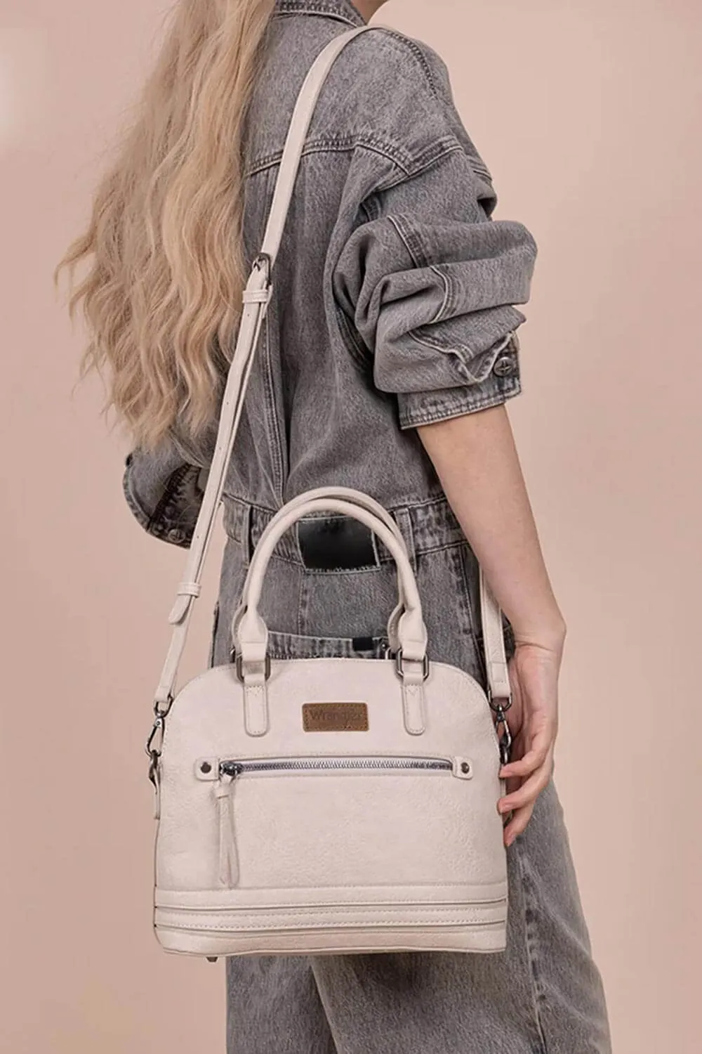 Wrangler Dome Satchel Crossbody Purse for Women in Beige | WG186-9112-BG