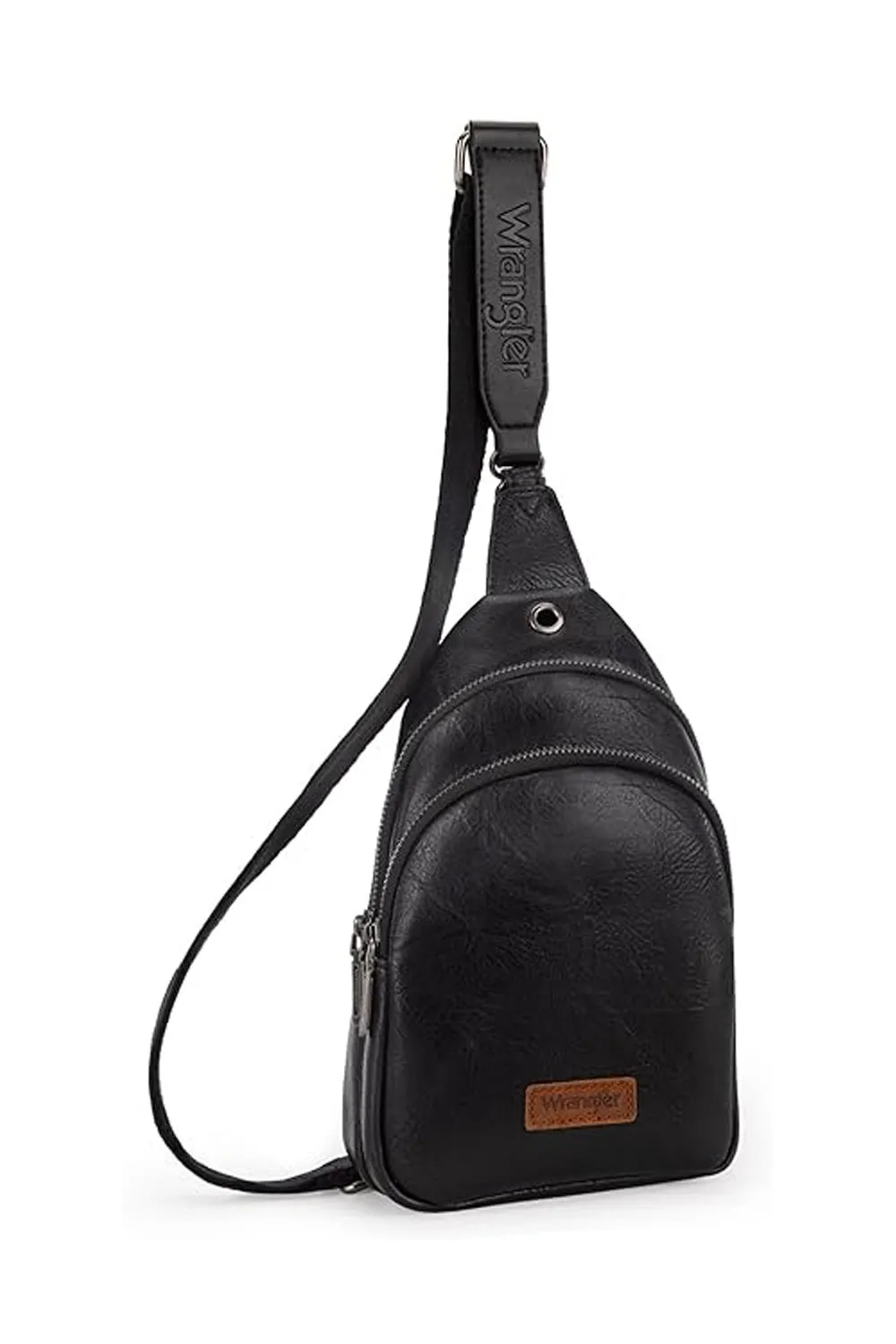 Wrangler Dual Zippered Crossbody Sling Bag for Women in Black | WG87-227-BK
