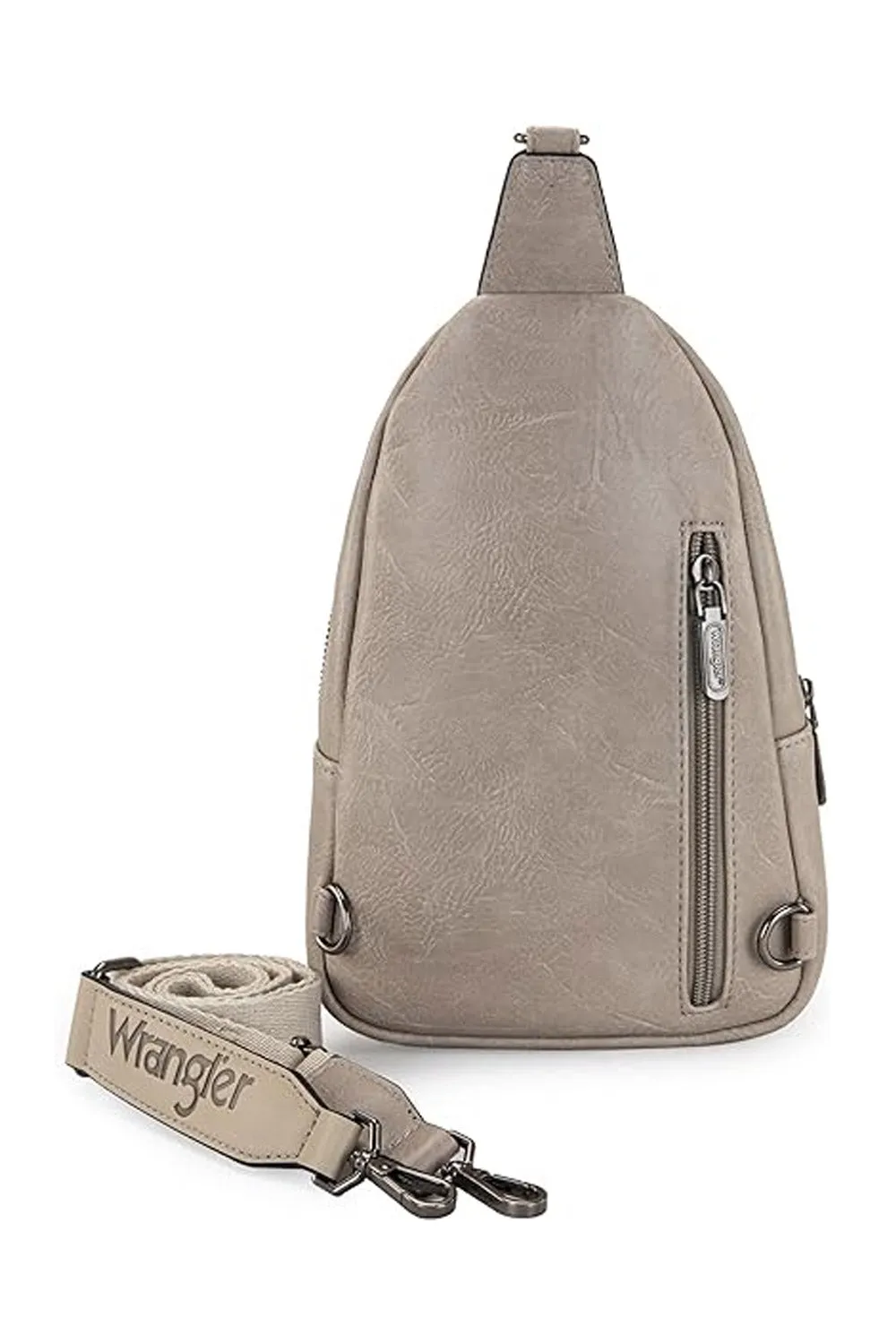 Wrangler Dual Zippered Crossbody Sling Bag for Women in Grey | WG87-227 LGY