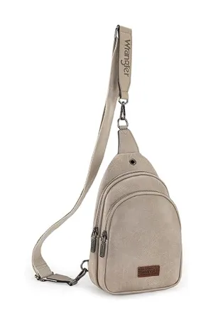 Wrangler Dual Zippered Crossbody Sling Bag for Women in Grey | WG87-227 LGY