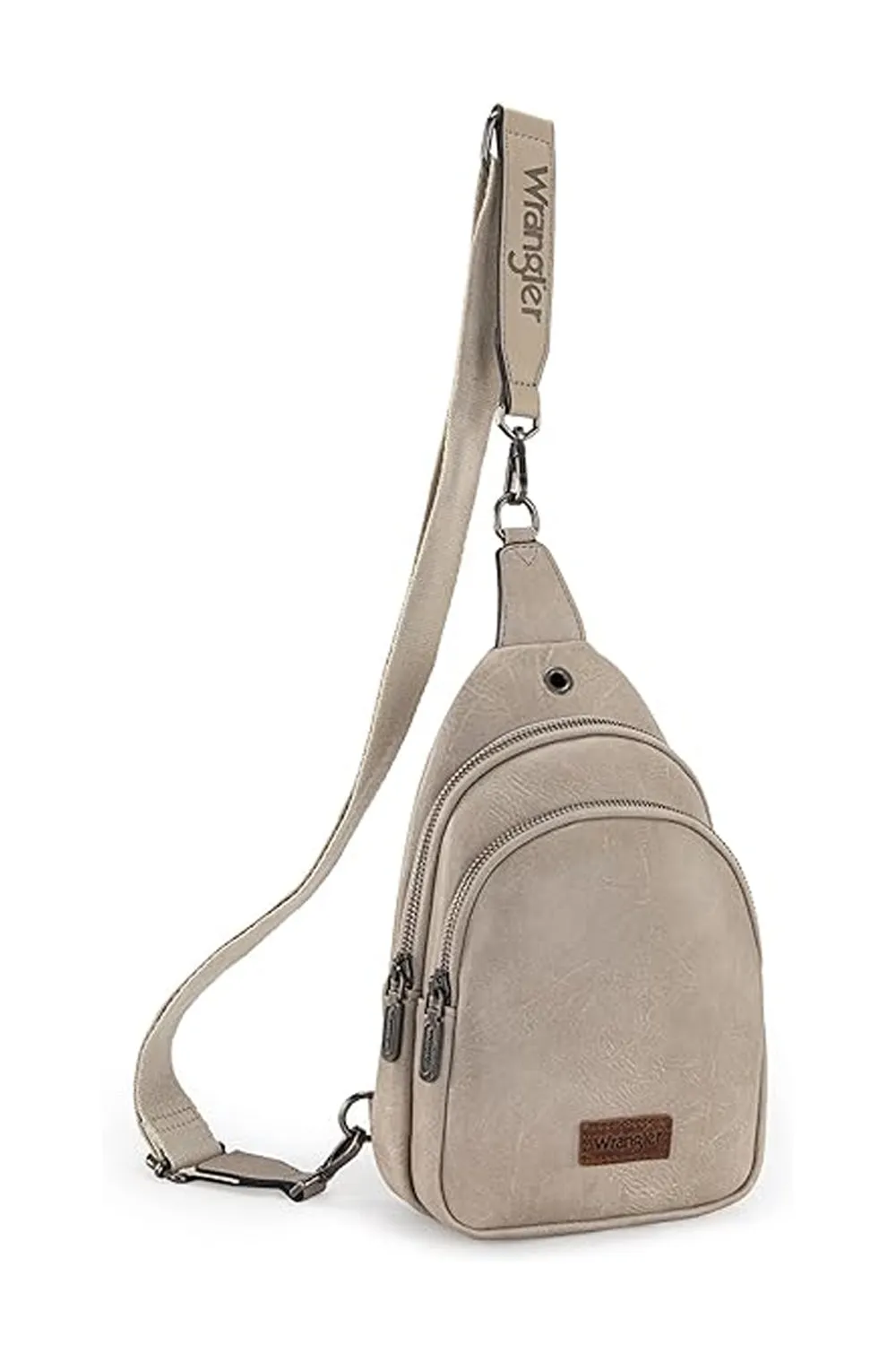 Wrangler Dual Zippered Crossbody Sling Bag for Women in Grey | WG87-227 LGY