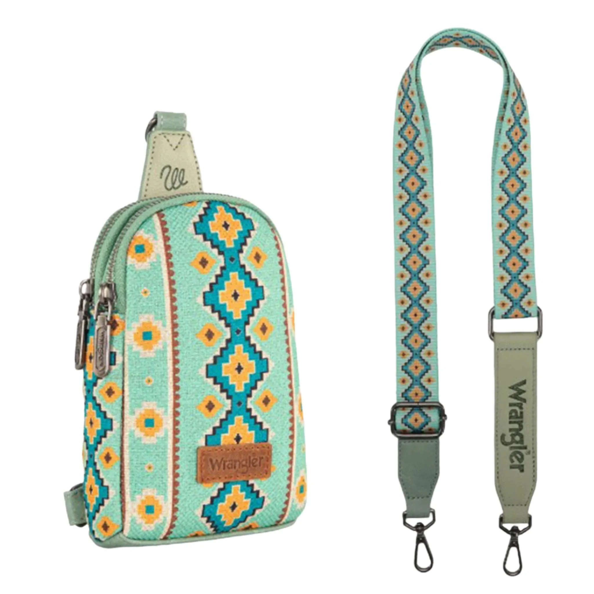 Wrangler Green Aztec Crossbody Purse