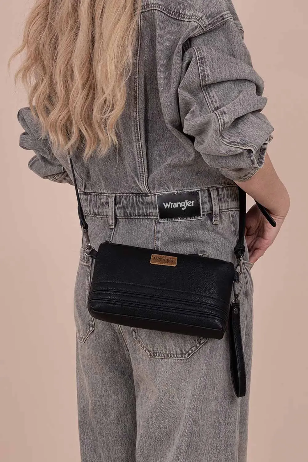 Wrangler Vegan Leather Mini Crossbody Purse for Women in Black | WG186-1812 BK