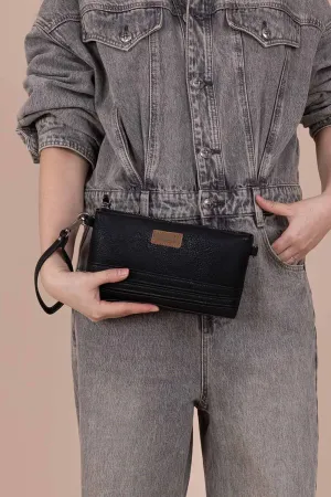 Wrangler Vegan Leather Mini Crossbody Purse for Women in Black | WG186-1812 BK