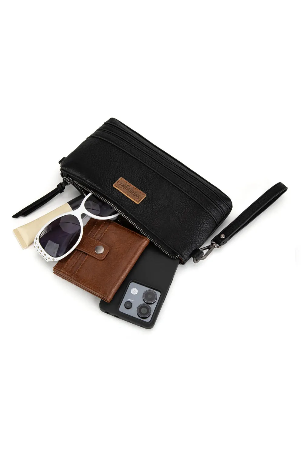 Wrangler Vegan Leather Mini Crossbody Purse for Women in Black | WG186-1812 BK