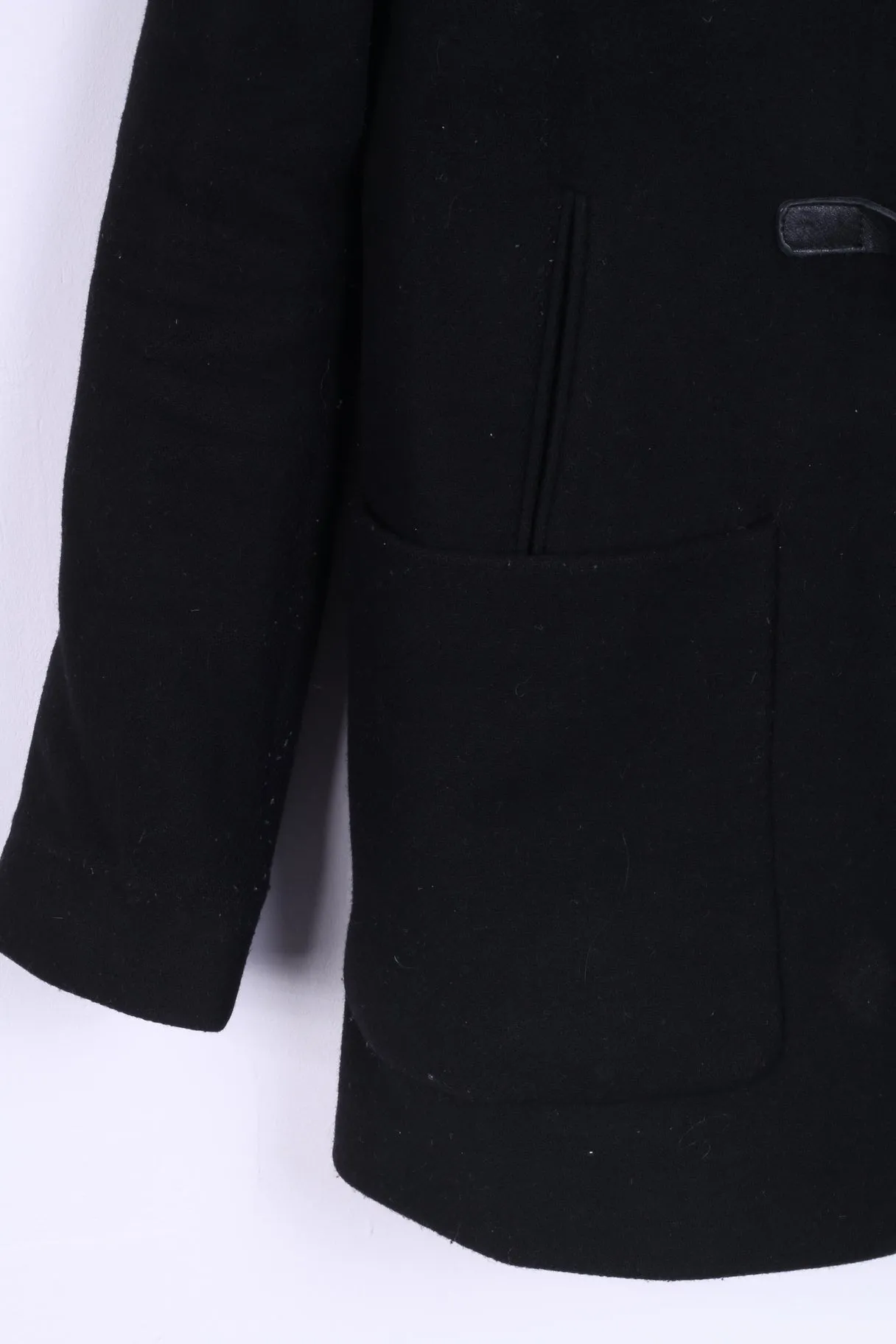 ZARA Womens S Jacket Hood Black Single Breasted