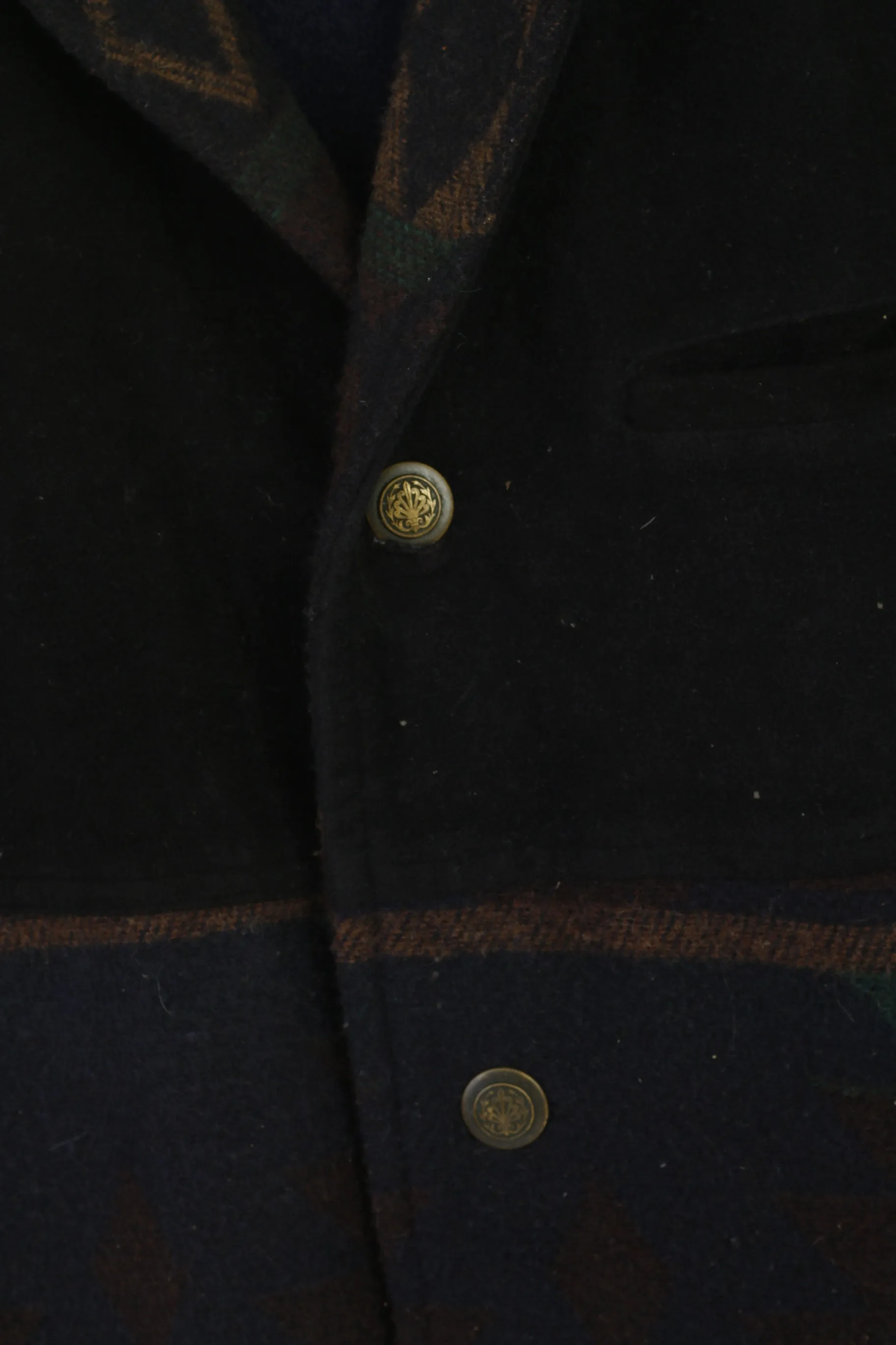 Zet Collection Men 56 XL Jacket Navy Wool Vintage Aztec Shoulder Pads Retro Top